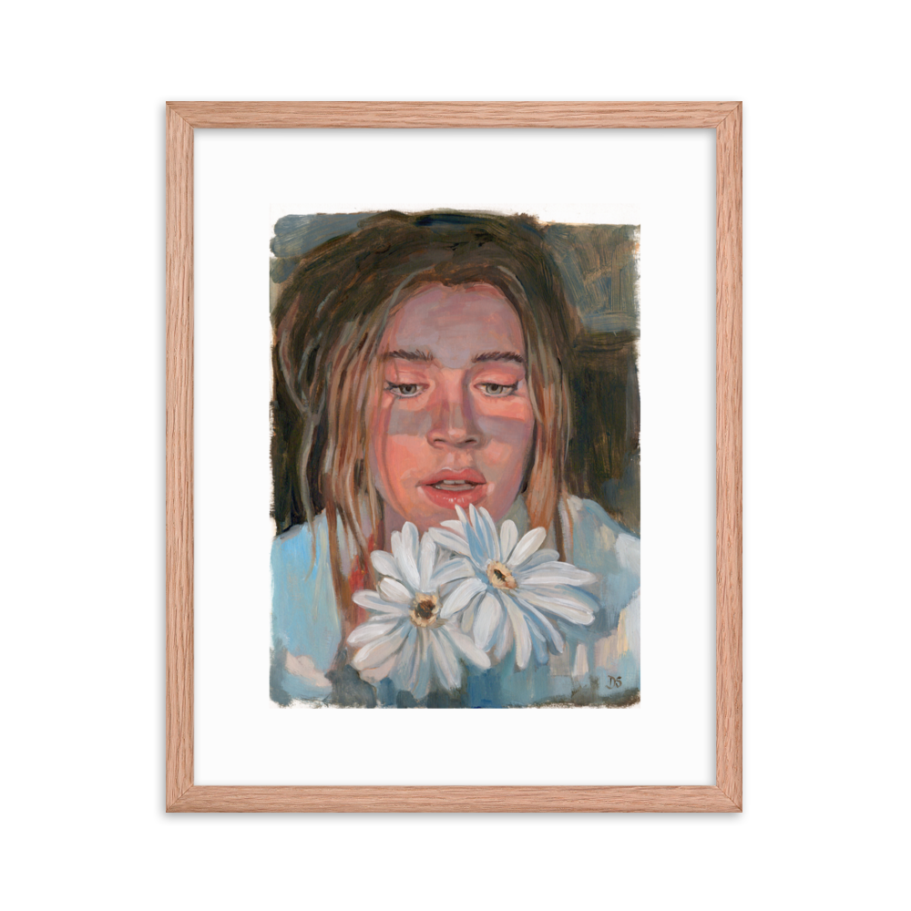 Girl With Flowers - Framed